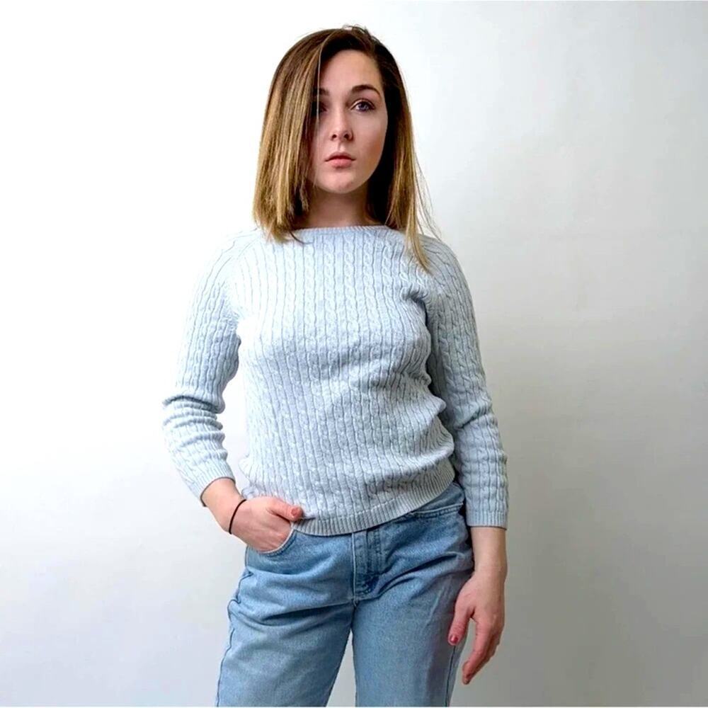 Tommy Hilfiger Baby Blue Cable Knit Sweater